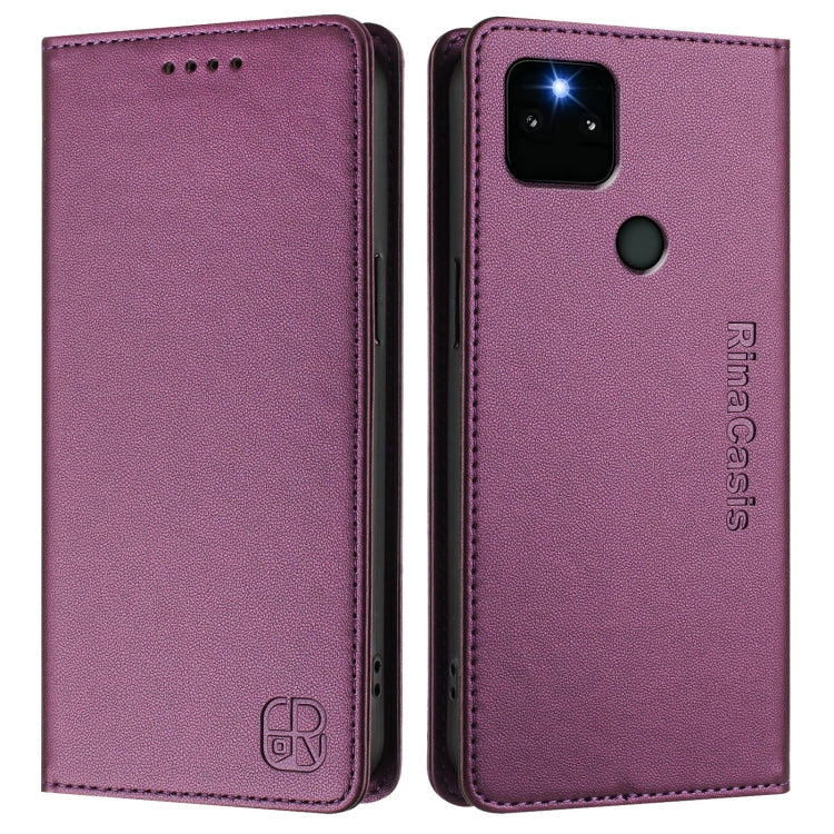 For Google Pixel 5a RC01 Dual-Folded Magnetic Suction RFID Leather Phone Case