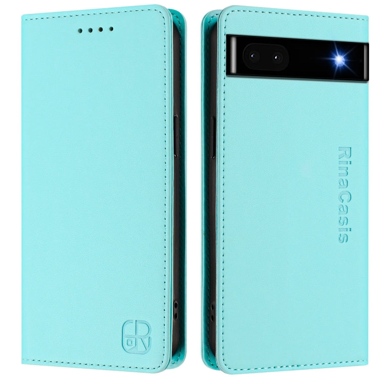 For Google Pixel 6a RC01 Dual-Folded Magnetic Suction RFID Leather Phone Case