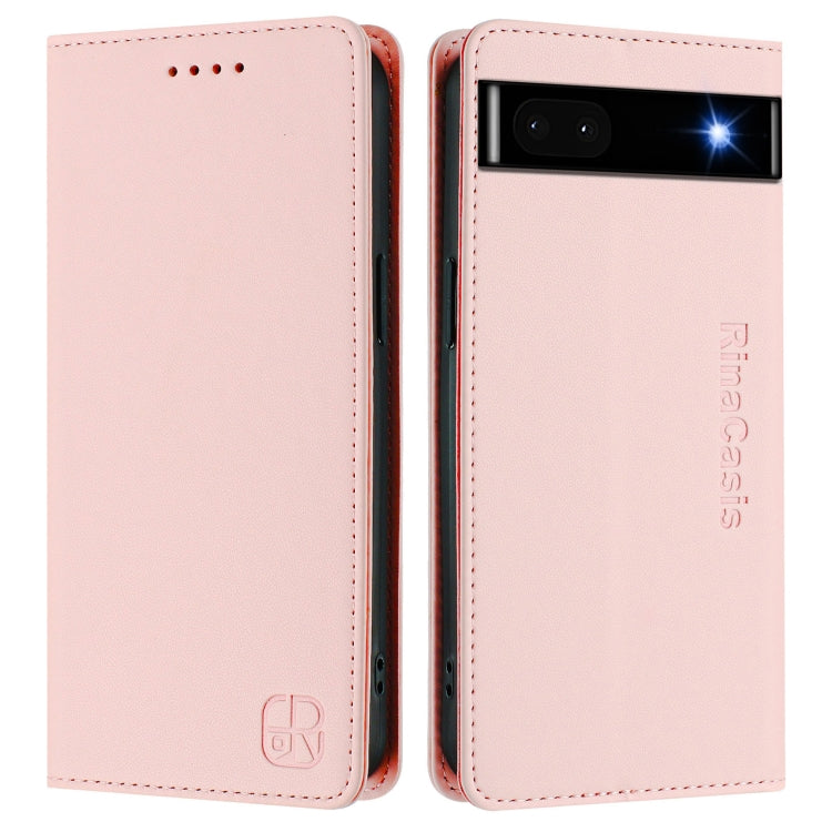For Google Pixel 6a RC01 Dual-Folded Magnetic Suction RFID Leather Phone Case