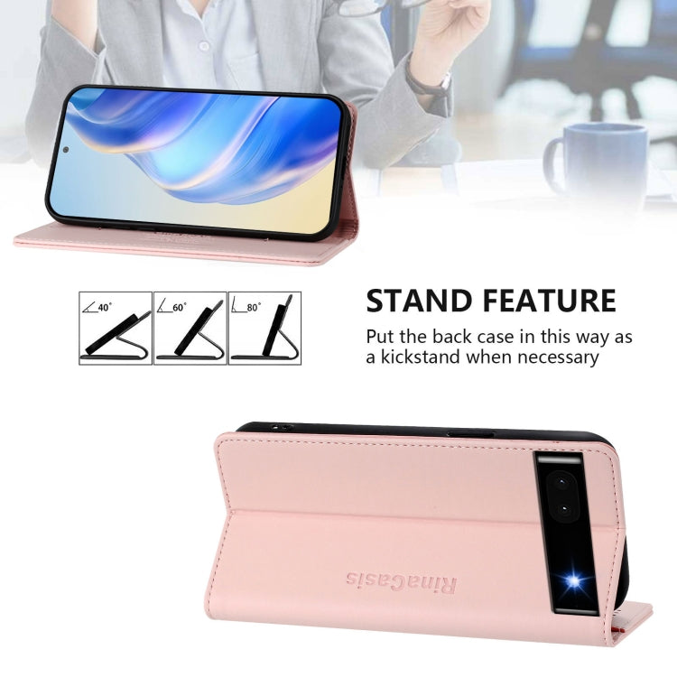 For Google Pixel 6a RC01 Dual-Folded Magnetic Suction RFID Leather Phone Case