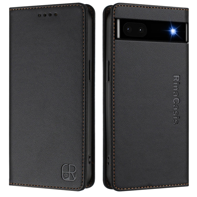 For Google Pixel 6a RC01 Dual-Folded Magnetic Suction RFID Leather Phone Case