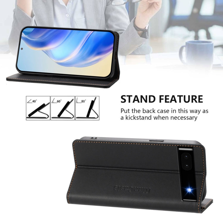 For Google Pixel 6a RC01 Dual-Folded Magnetic Suction RFID Leather Phone Case