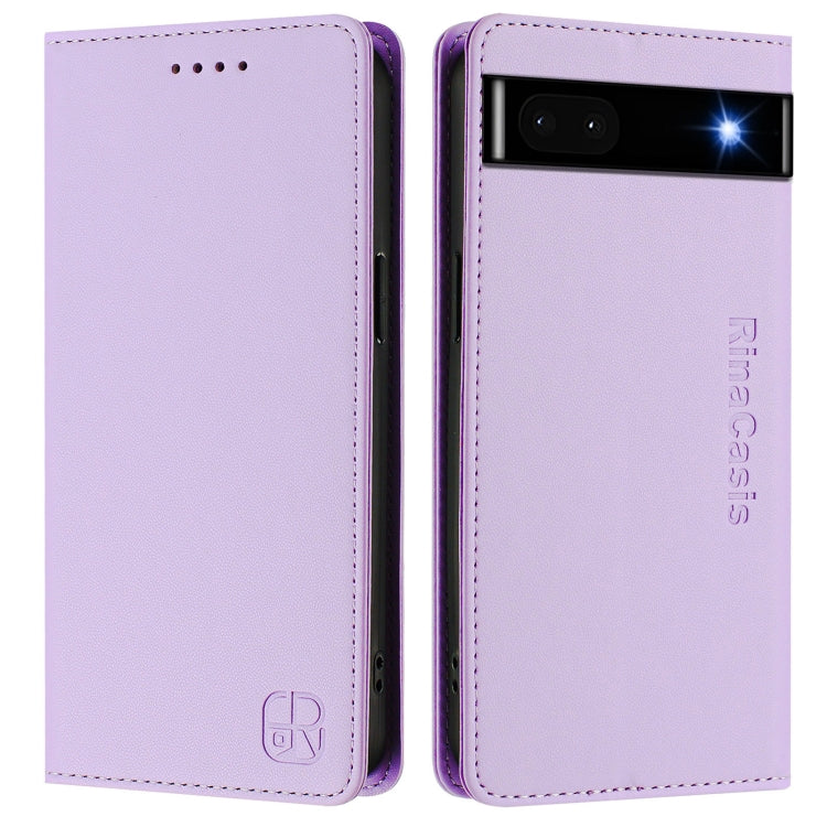 For Google Pixel 6a RC01 Dual-Folded Magnetic Suction RFID Leather Phone Case