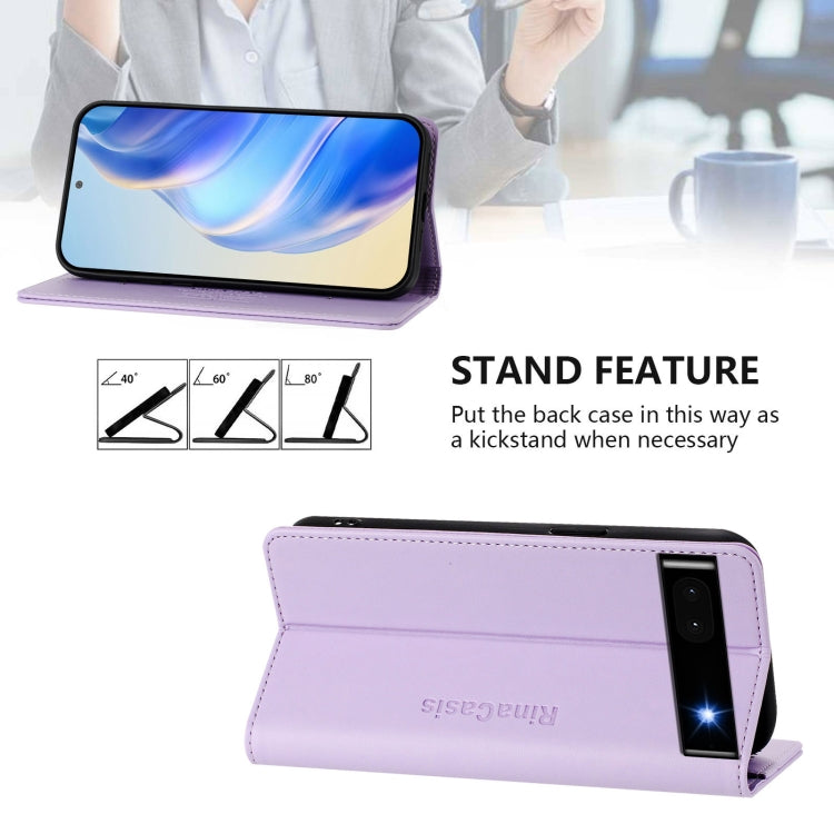 For Google Pixel 6a RC01 Dual-Folded Magnetic Suction RFID Leather Phone Case
