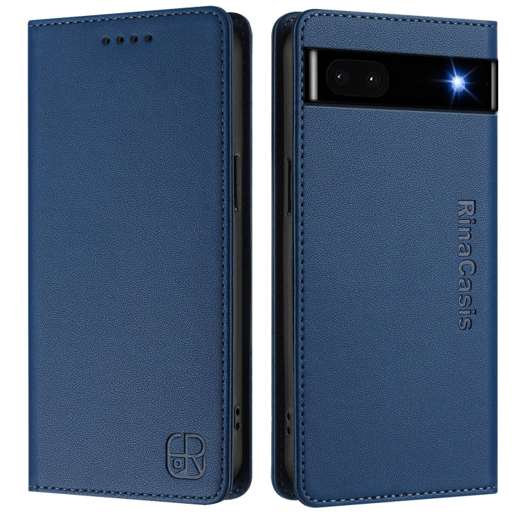 For Google Pixel 6a RC01 Dual-Folded Magnetic Suction RFID Leather Phone Case