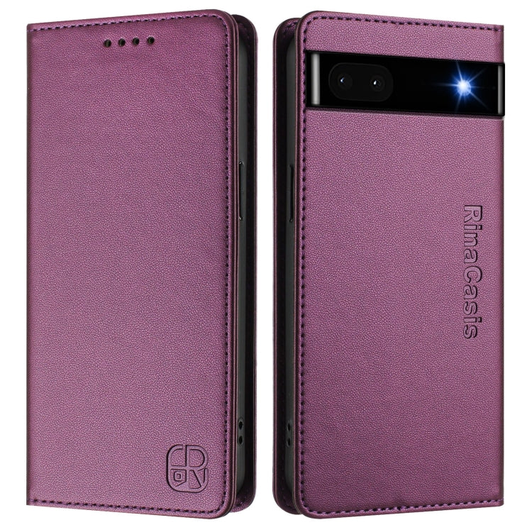 For Google Pixel 6a RC01 Dual-Folded Magnetic Suction RFID Leather Phone Case