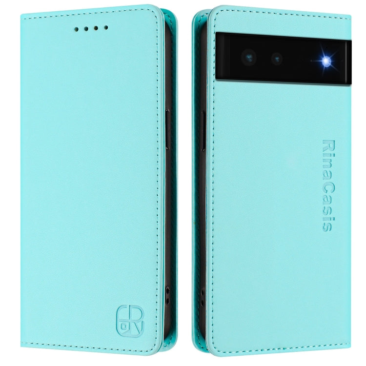 For Google Pixel 6 RC01 Dual-Folded Magnetic Suction RFID Leather Phone Case