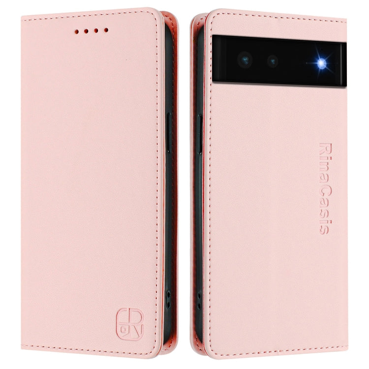 For Google Pixel 6 RC01 Dual-Folded Magnetic Suction RFID Leather Phone Case