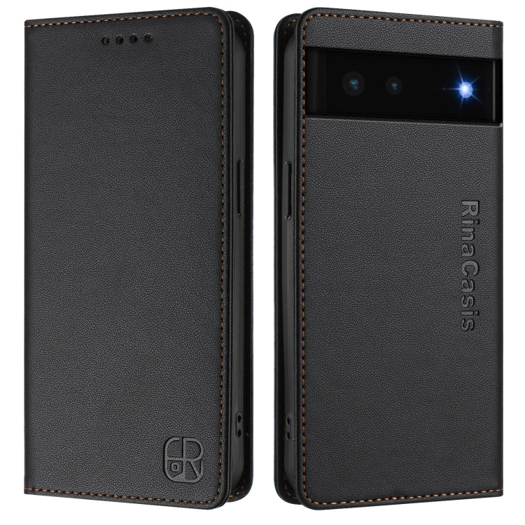 For Google Pixel 6 RC01 Dual-Folded Magnetic Suction RFID Leather Phone Case