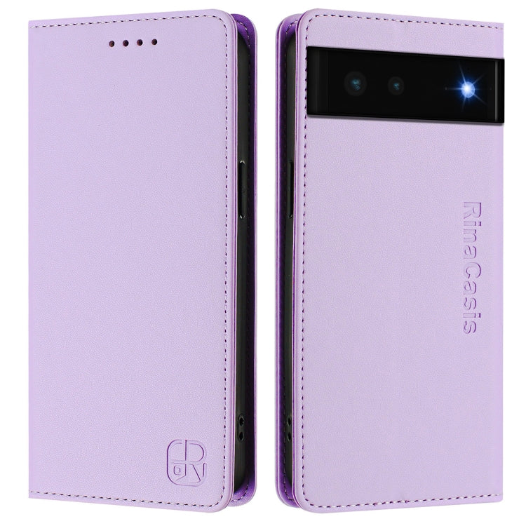 For Google Pixel 6 RC01 Dual-Folded Magnetic Suction RFID Leather Phone Case
