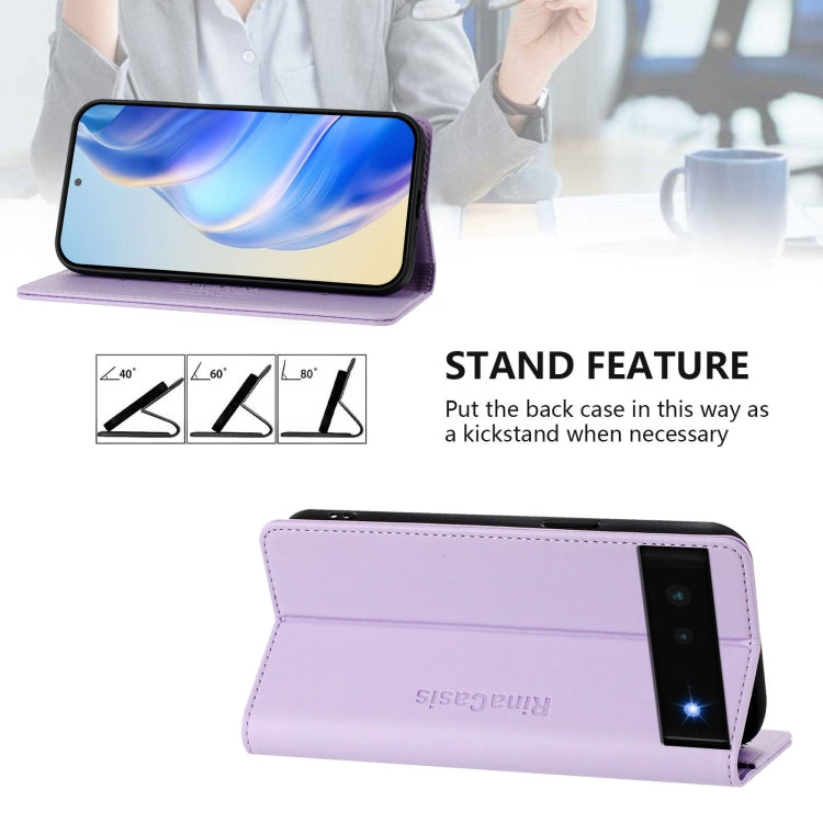 For Google Pixel 6 RC01 Dual-Folded Magnetic Suction RFID Leather Phone Case