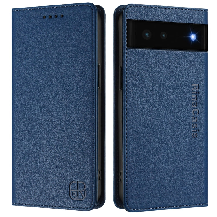 For Google Pixel 6 RC01 Dual-Folded Magnetic Suction RFID Leather Phone Case