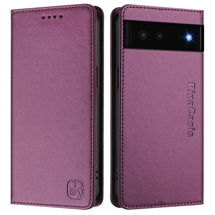 For Google Pixel 6 RC01 Dual-Folded Magnetic Suction RFID Leather Phone Case