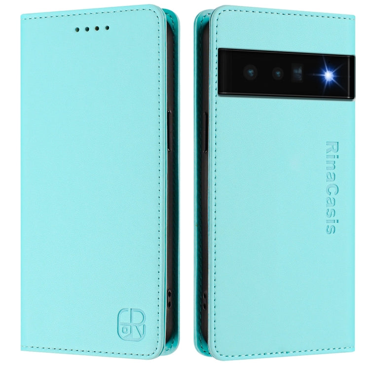 For Google Pixel 6 Pro RC01 Dual-Folded Magnetic Suction RFID Leather Phone Case