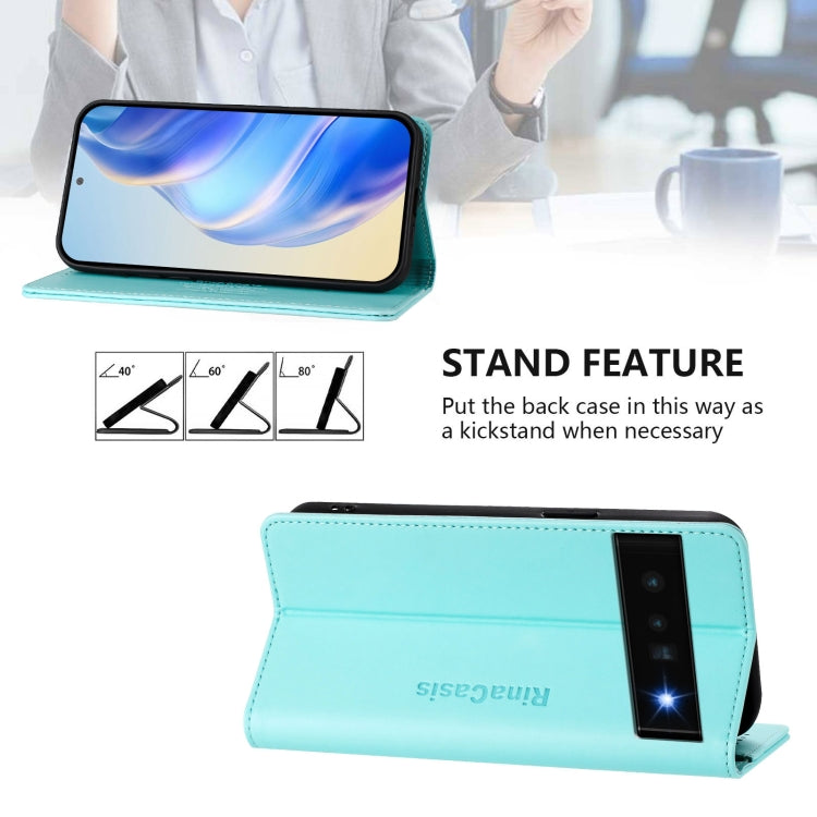 For Google Pixel 6 Pro RC01 Dual-Folded Magnetic Suction RFID Leather Phone Case