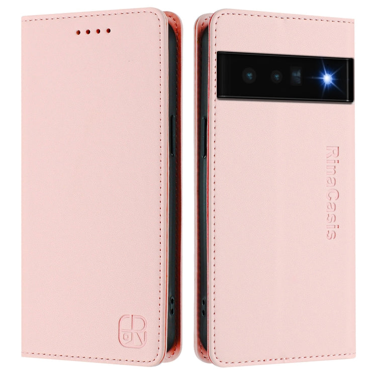 For Google Pixel 6 Pro RC01 Dual-Folded Magnetic Suction RFID Leather Phone Case