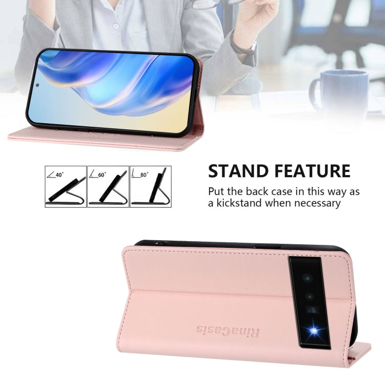For Google Pixel 6 Pro RC01 Dual-Folded Magnetic Suction RFID Leather Phone Case