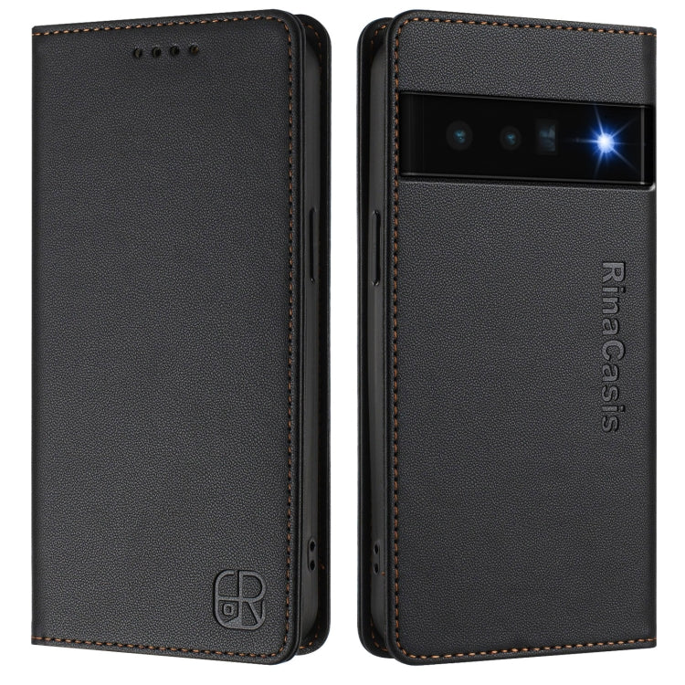 For Google Pixel 6 Pro RC01 Dual-Folded Magnetic Suction RFID Leather Phone Case