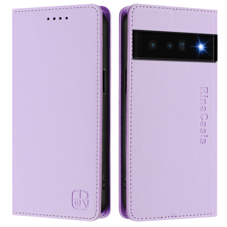 For Google Pixel 6 Pro RC01 Dual-Folded Magnetic Suction RFID Leather Phone Case