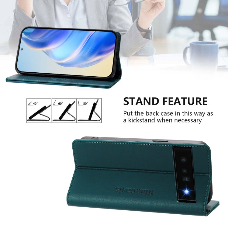 For Google Pixel 6 Pro RC01 Dual-Folded Magnetic Suction RFID Leather Phone Case