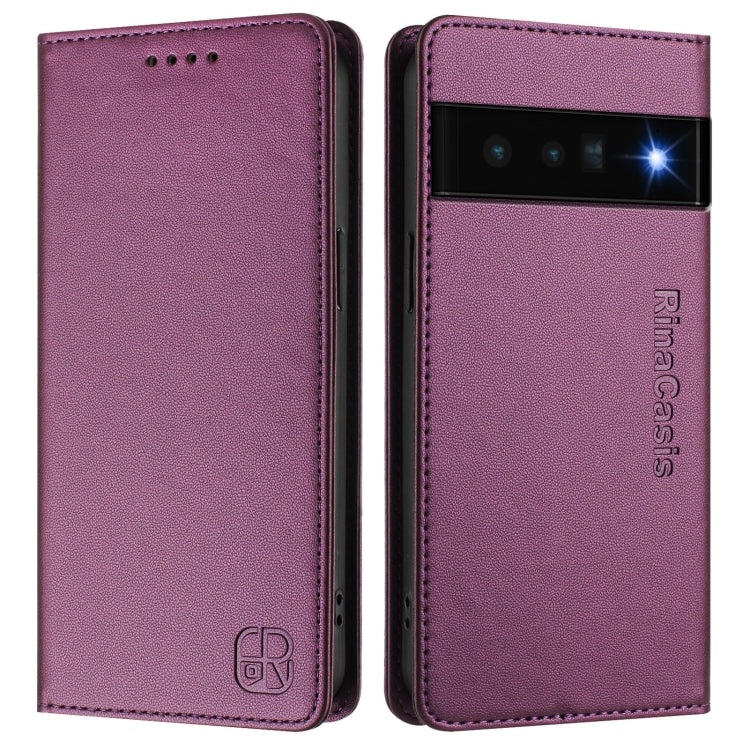 For Google Pixel 6 Pro RC01 Dual-Folded Magnetic Suction RFID Leather Phone Case