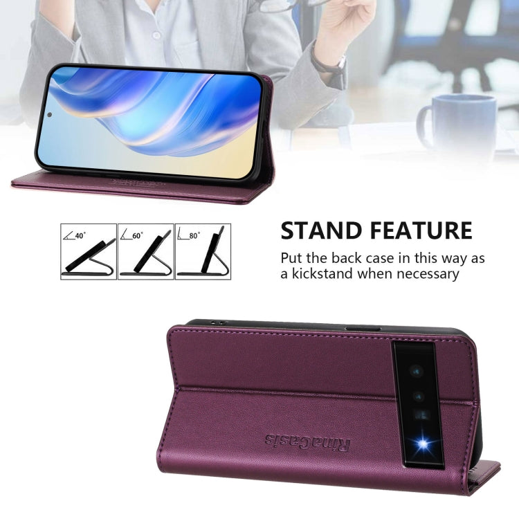For Google Pixel 6 Pro RC01 Dual-Folded Magnetic Suction RFID Leather Phone Case