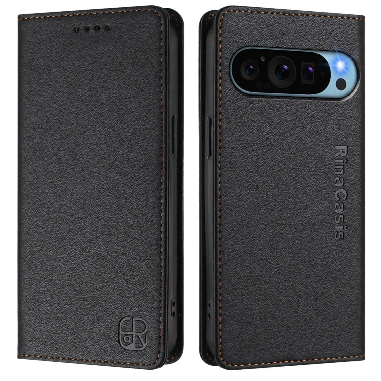 For Google Pixel 9 / 9 Pro RC01 Dual-Folded Magnetic Suction RFID Leather Phone Case