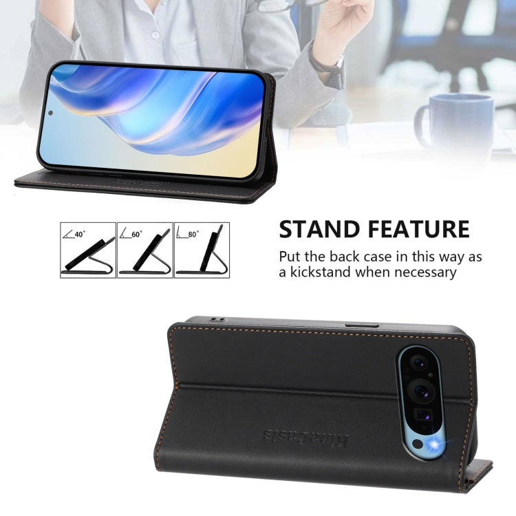 For Google Pixel 9 / 9 Pro RC01 Dual-Folded Magnetic Suction RFID Leather Phone Case