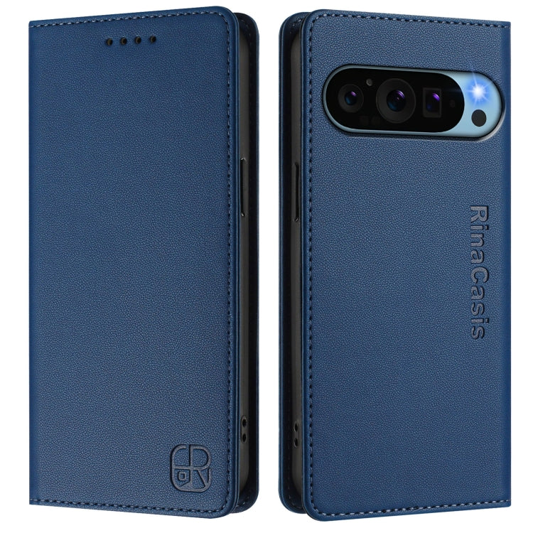 For Google Pixel 9 / 9 Pro RC01 Dual-Folded Magnetic Suction RFID Leather Phone Case