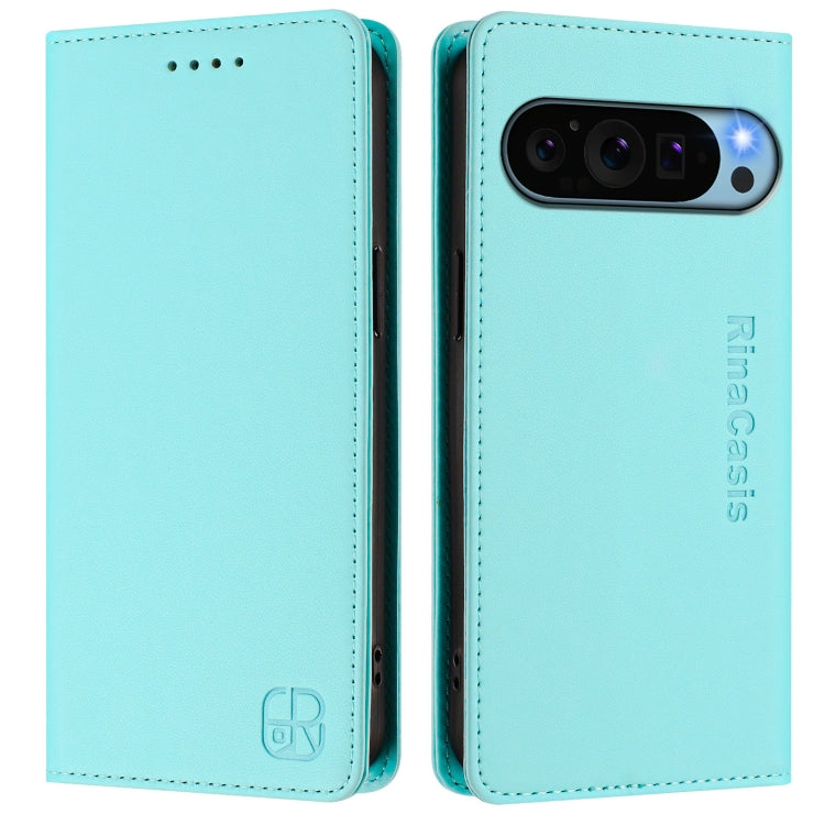 For Google Pixel 9 Pro XL RC01 Dual-Folded Magnetic Suction RFID Leather Phone Case