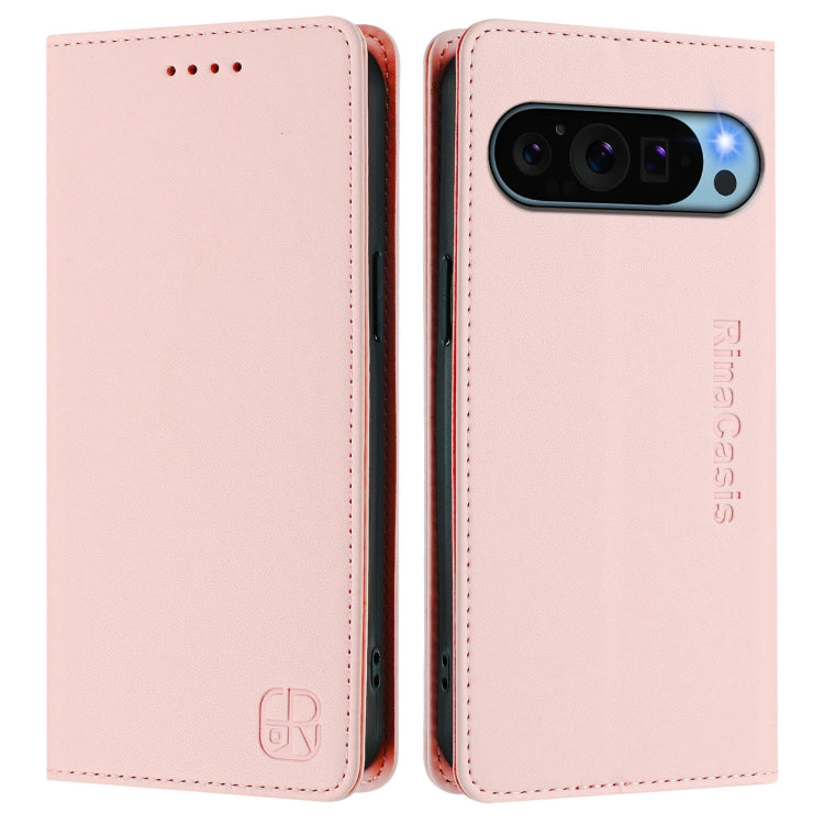 For Google Pixel 9 Pro XL RC01 Dual-Folded Magnetic Suction RFID Leather Phone Case