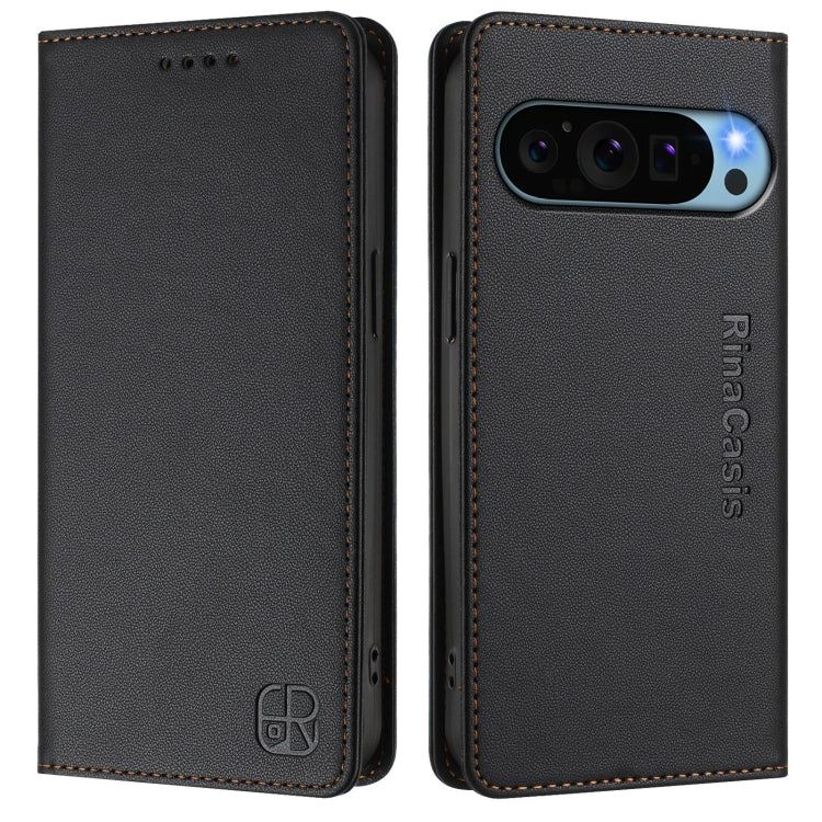 For Google Pixel 9 Pro XL RC01 Dual-Folded Magnetic Suction RFID Leather Phone Case