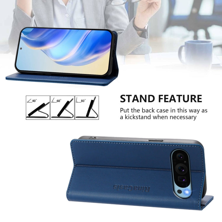 For Google Pixel 9 Pro XL RC01 Dual-Folded Magnetic Suction RFID Leather Phone Case