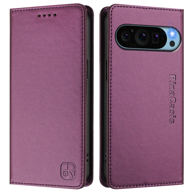 For Google Pixel 9 Pro XL RC01 Dual-Folded Magnetic Suction RFID Leather Phone Case
