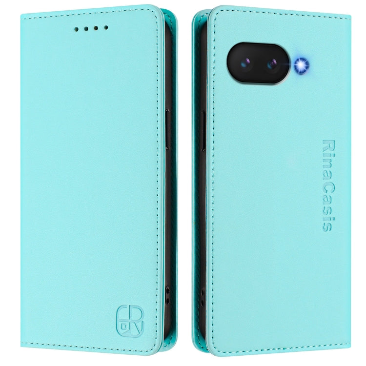 For Google Pixel 9a RC01 Dual-Folded Magnetic Suction RFID Leather Phone Case