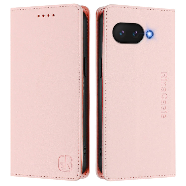 For Google Pixel 9a RC01 Dual-Folded Magnetic Suction RFID Leather Phone Case