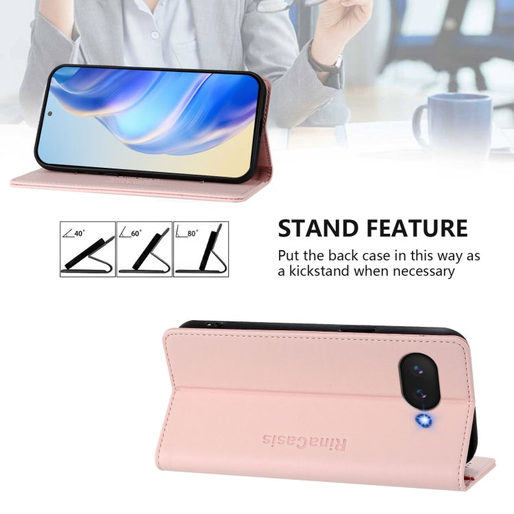 For Google Pixel 9a RC01 Dual-Folded Magnetic Suction RFID Leather Phone Case