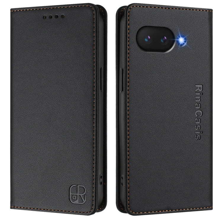 For Google Pixel 9a RC01 Dual-Folded Magnetic Suction RFID Leather Phone Case
