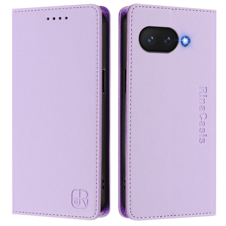 For Google Pixel 9a RC01 Dual-Folded Magnetic Suction RFID Leather Phone Case