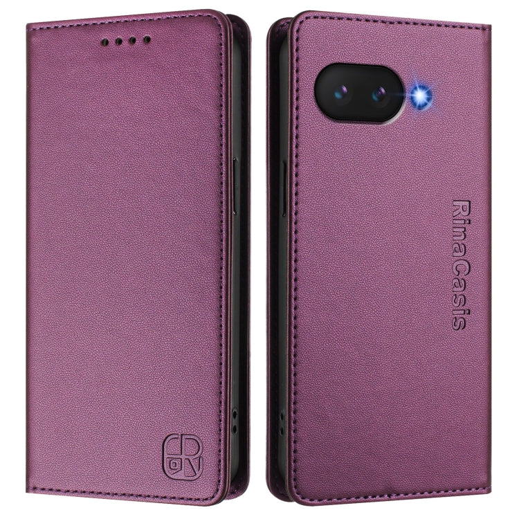 For Google Pixel 9a RC01 Dual-Folded Magnetic Suction RFID Leather Phone Case