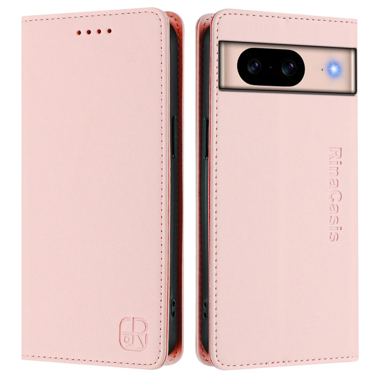For Google Pixel 8a RC01 Dual-Folded Magnetic Suction RFID Leather Phone Case