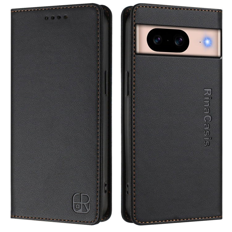 For Google Pixel 8a RC01 Dual-Folded Magnetic Suction RFID Leather Phone Case