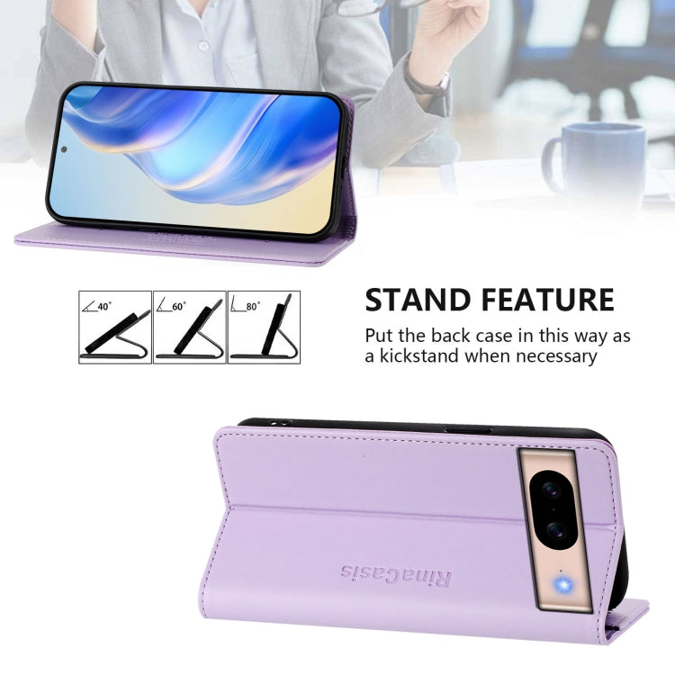 For Google Pixel 8a RC01 Dual-Folded Magnetic Suction RFID Leather Phone Case