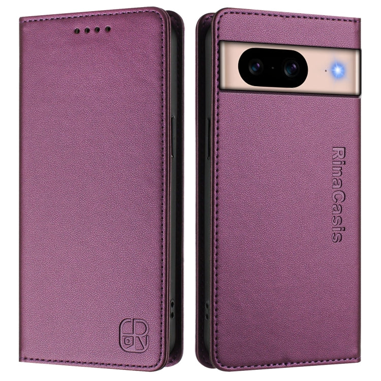 For Google Pixel 8a RC01 Dual-Folded Magnetic Suction RFID Leather Phone Case