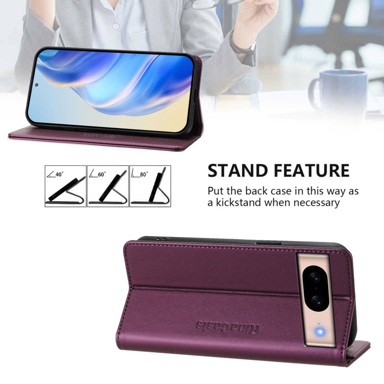 For Google Pixel 8a RC01 Dual-Folded Magnetic Suction RFID Leather Phone Case