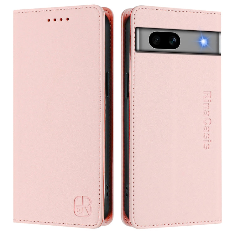 For Google Pixel 7a RC01 Dual-Folded Magnetic Suction RFID Leather Phone Case