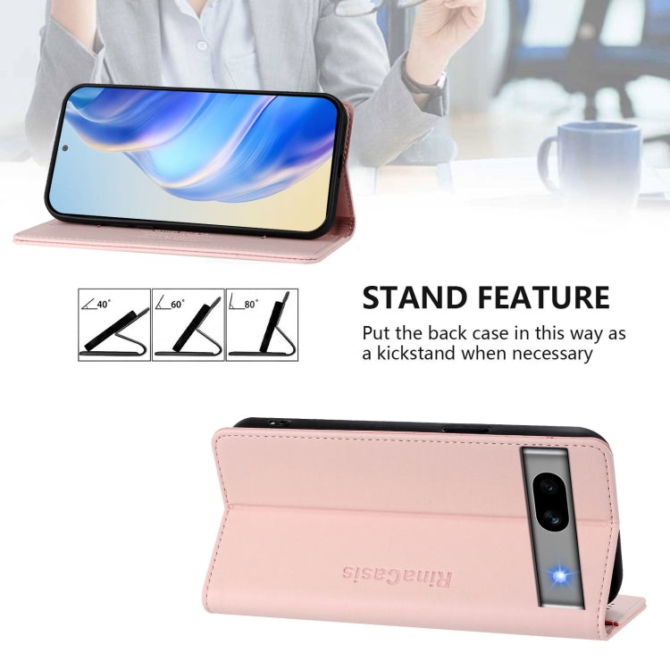 For Google Pixel 7a RC01 Dual-Folded Magnetic Suction RFID Leather Phone Case