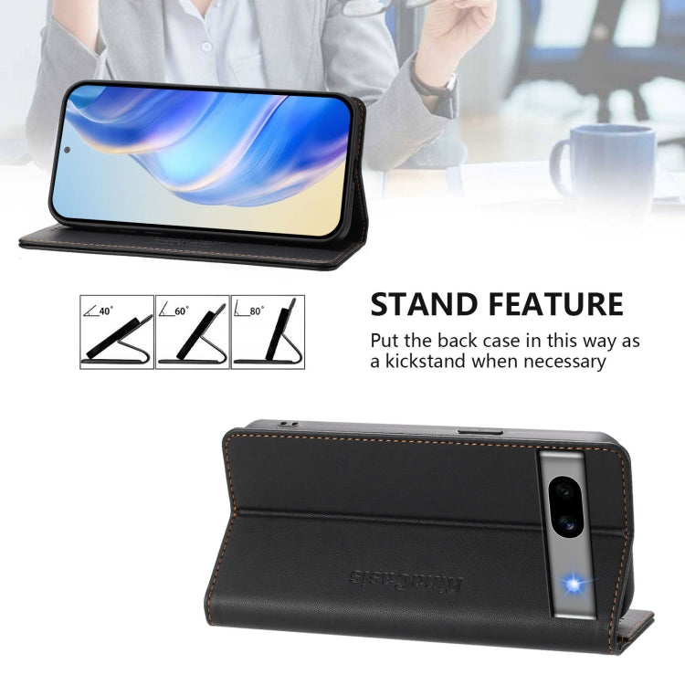 For Google Pixel 7a RC01 Dual-Folded Magnetic Suction RFID Leather Phone Case