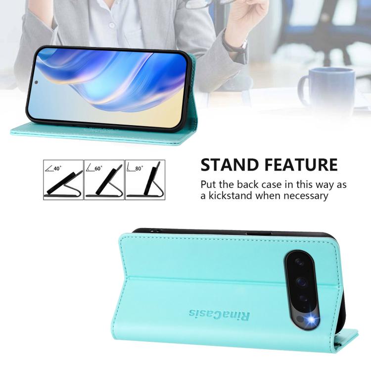 For Google Pixel 10 / 10 Pro 5G Global RC01 Dual-Folded Magnetic Suction RFID Leather Phone Case