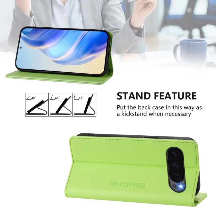 For Google Pixel 10 / 10 Pro 5G Global RC01 Dual-Folded Magnetic Suction RFID Leather Phone Case